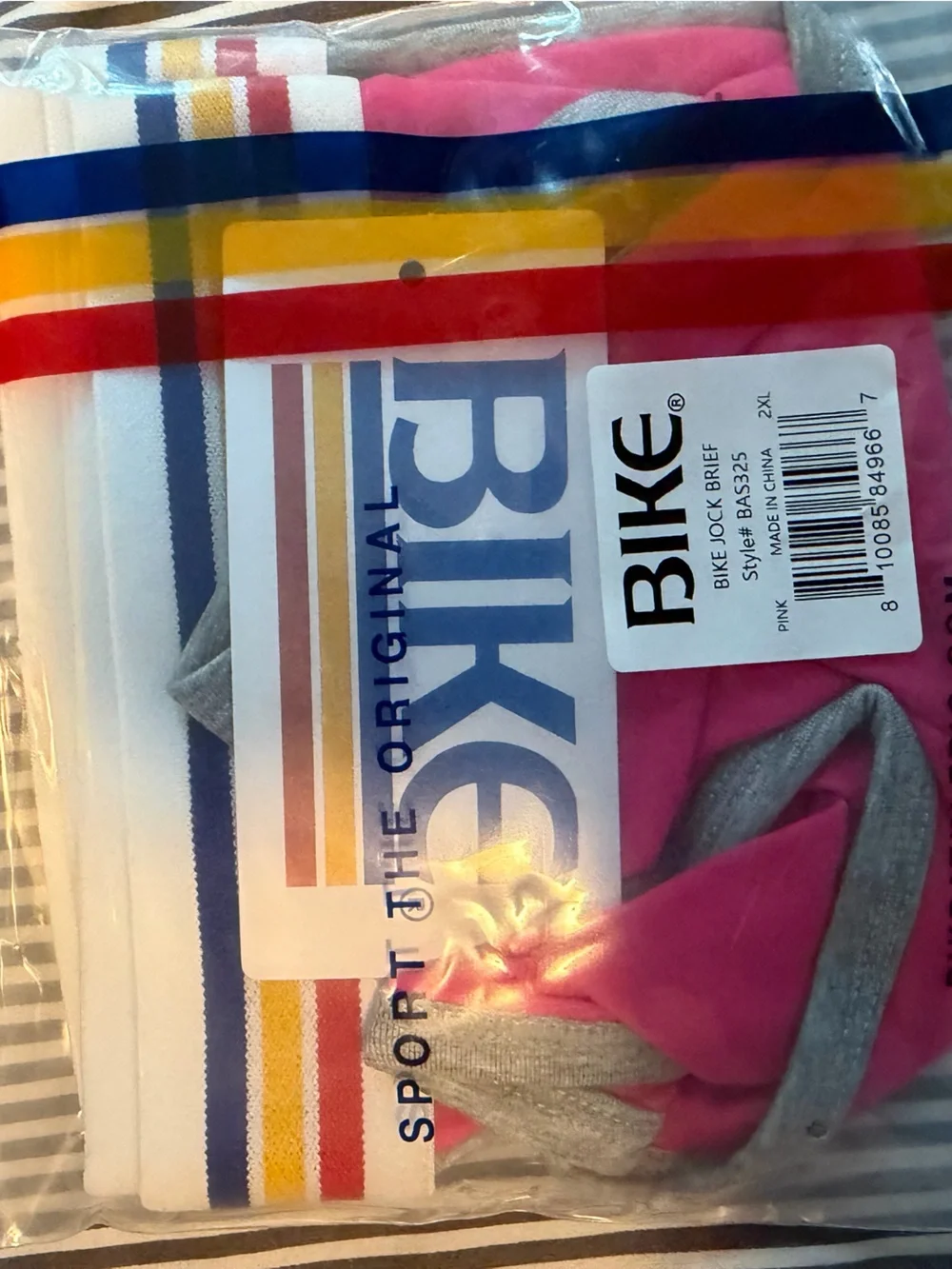 BIKE Men’s Pink Briefs with Contrast Striped Waistband